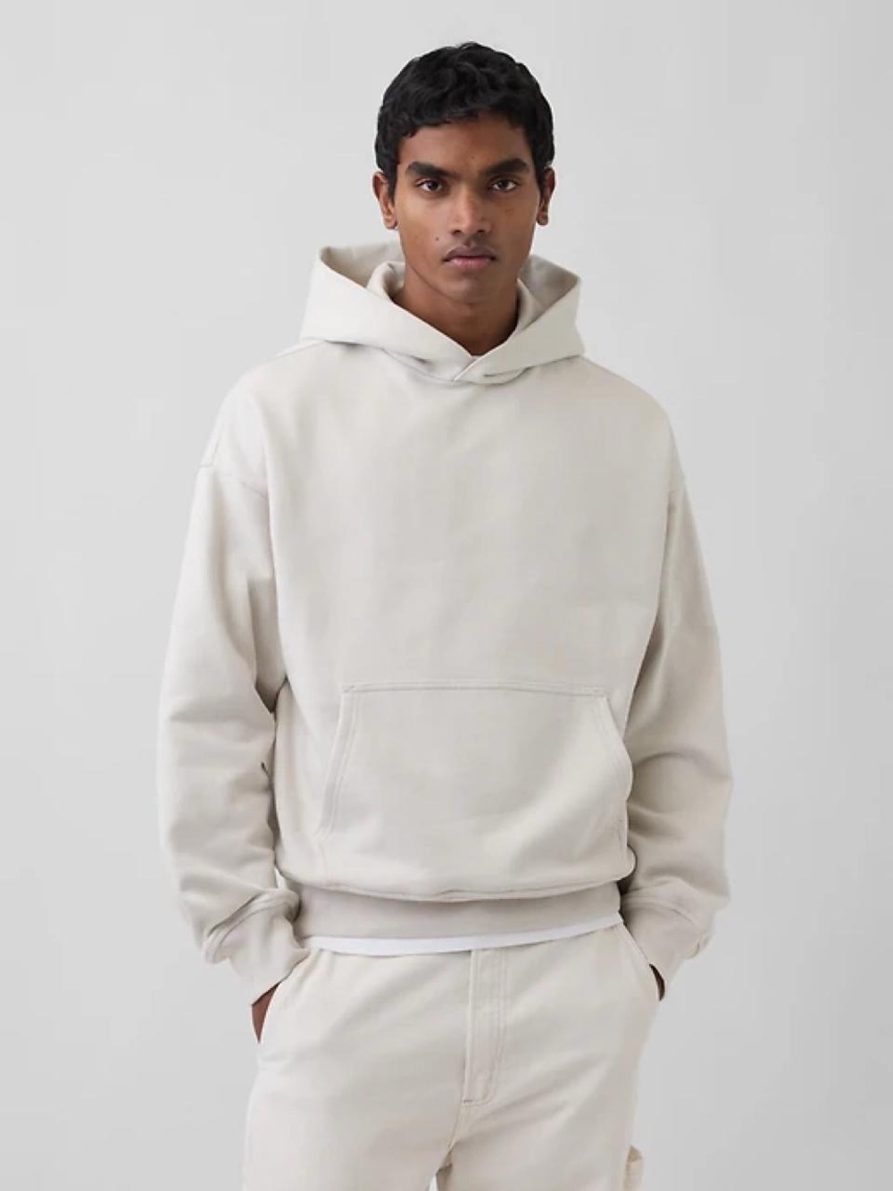 GAP Men's Cream Pullover Hoodie - Casual Comfort